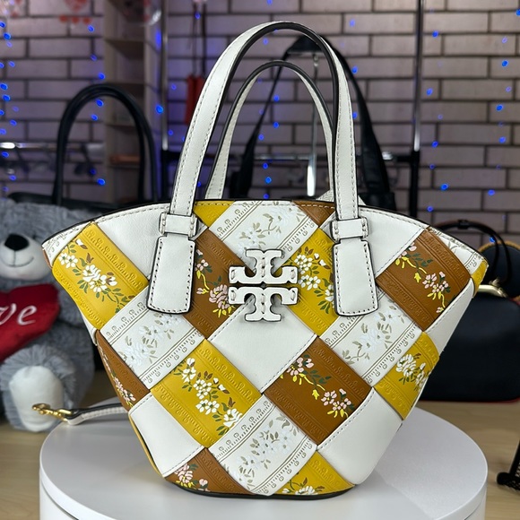 Handbags - 💥TORY BURCH - Mcgraw Floral Woven Mini Shopper Tote In French Vine Ribbon DE452